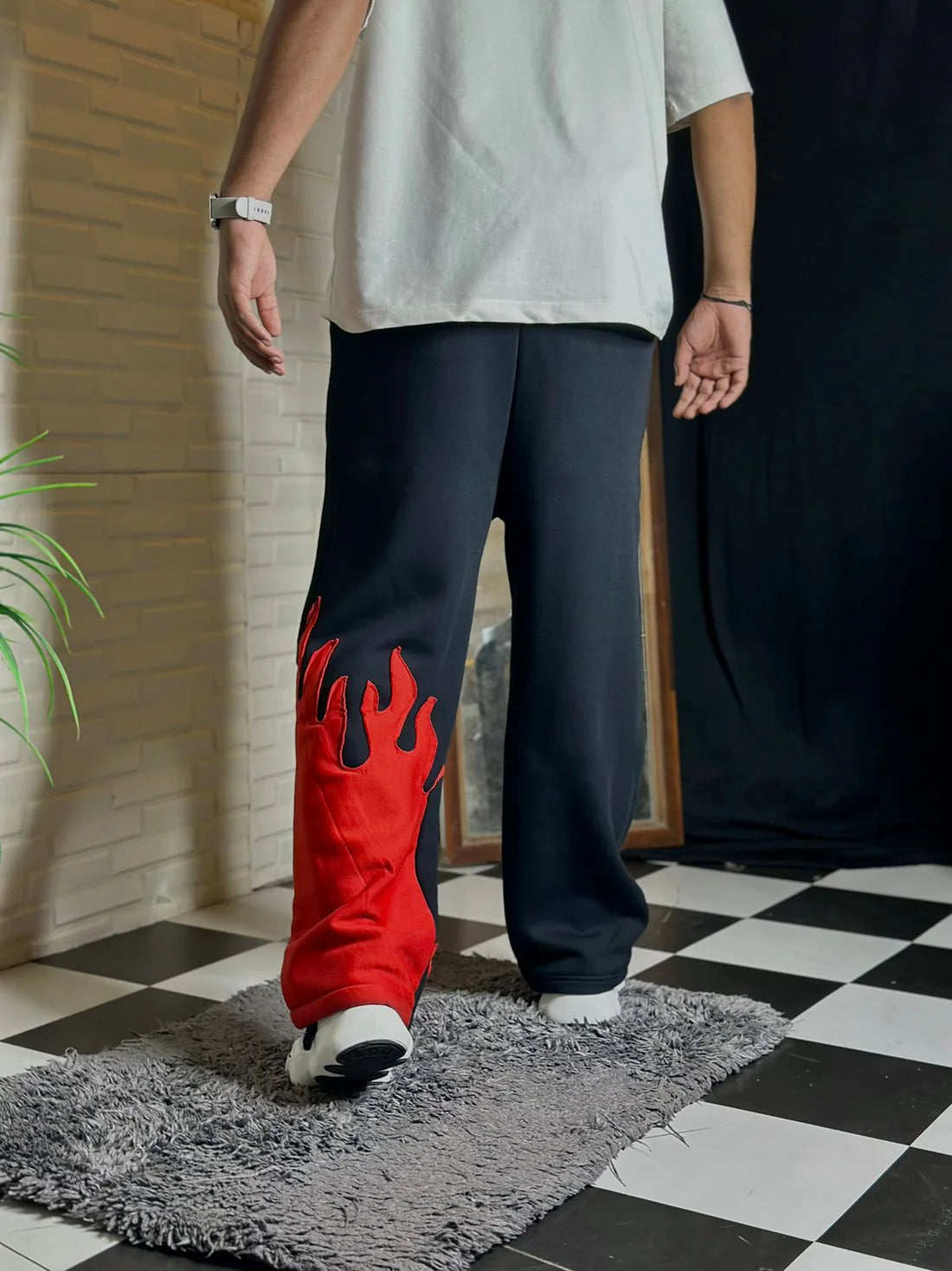 Red Flame Wide-Legged Cotton Pant – Thread Shade