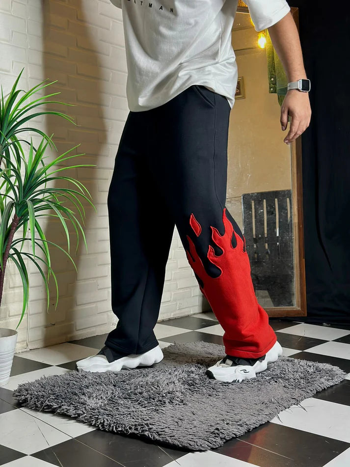 Red Flame Wide-Legged Cotton Pant – Thread Shade