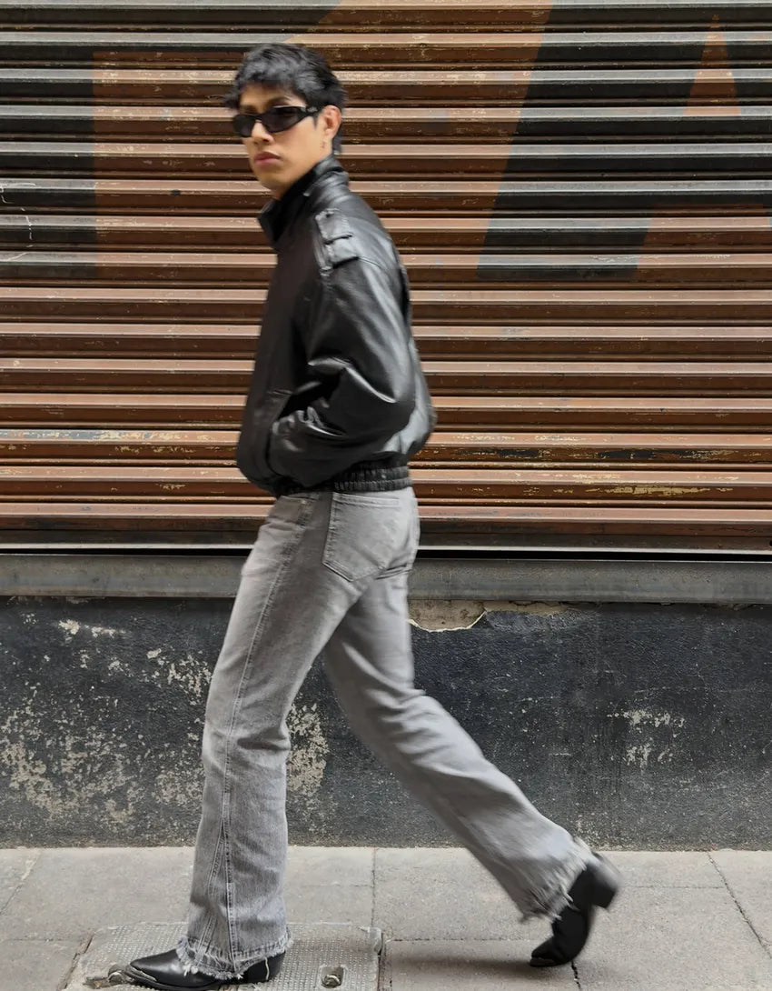 Boxy Faux Leather Jacket in Black – THREADSHADE