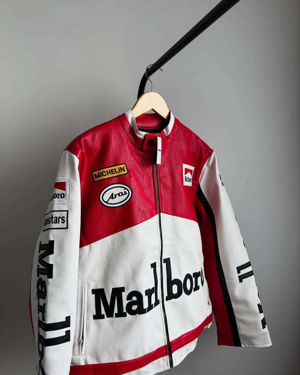 Marlboro Leather Jacket – Retro Racing Biker Style