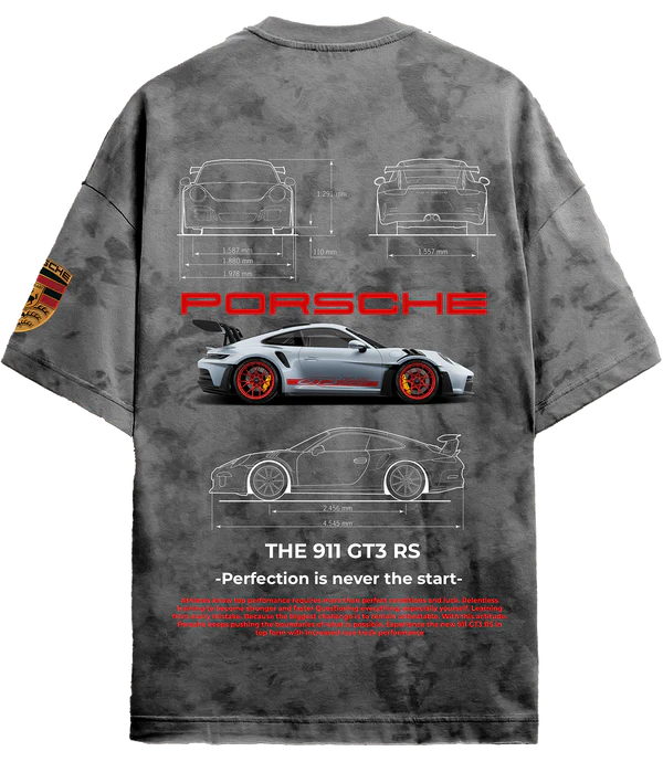 OVERSIZED PORSCHE 911 ACID WASH T-SHIRT | THREADSAHDE
