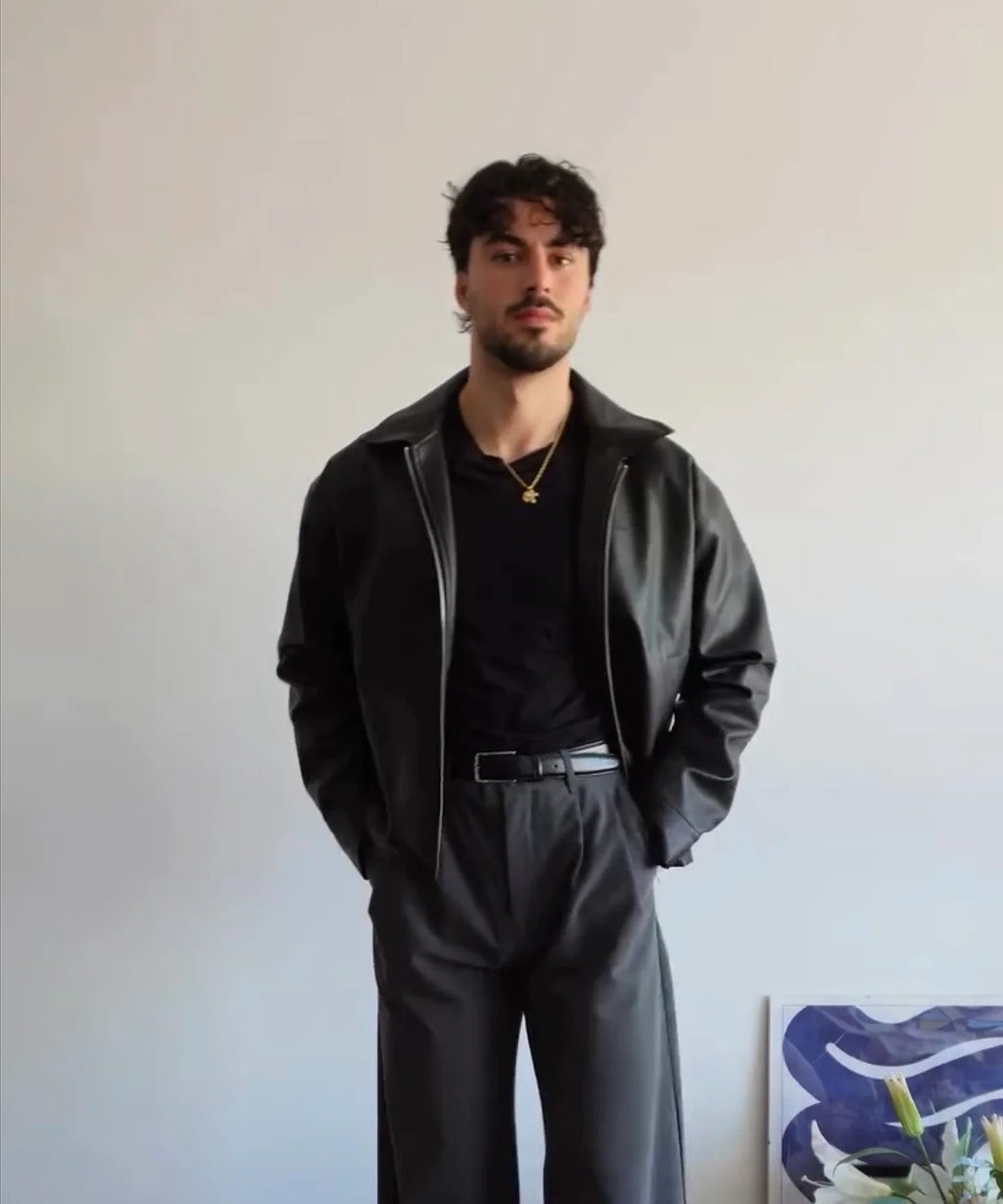Black Leather Jacket for Men – Premium Streetwear Edition | ThreadShade