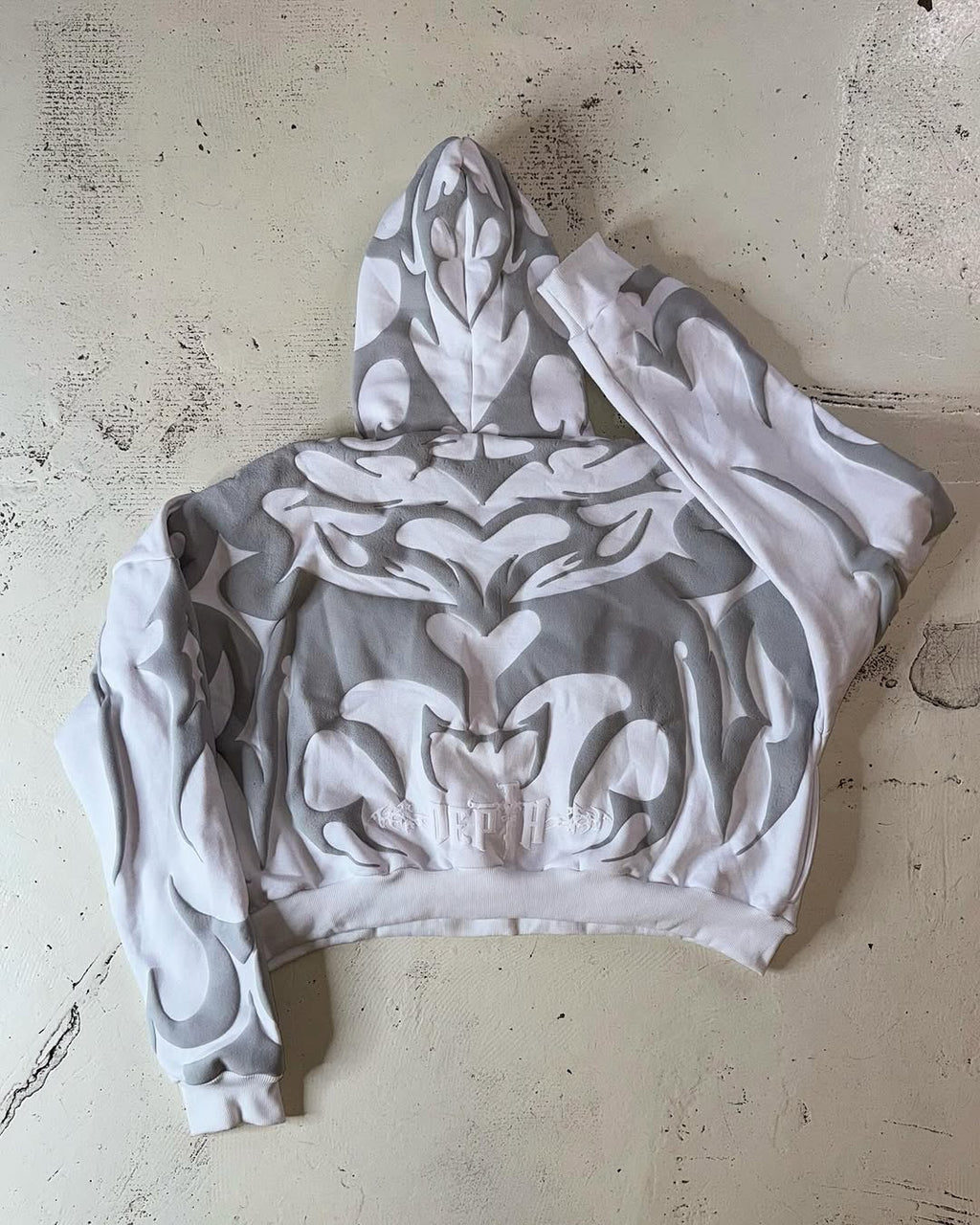 Depta Hoodie – Limited Edition Tribal Shadow Oversized Puff Print Hoodie | Unisex Streetwear White & Black