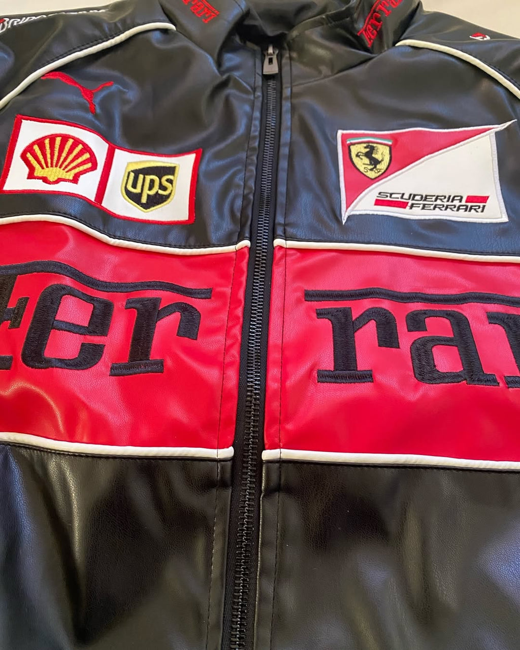 Authentic-Look Ferrari Leather Racing Jacket Design