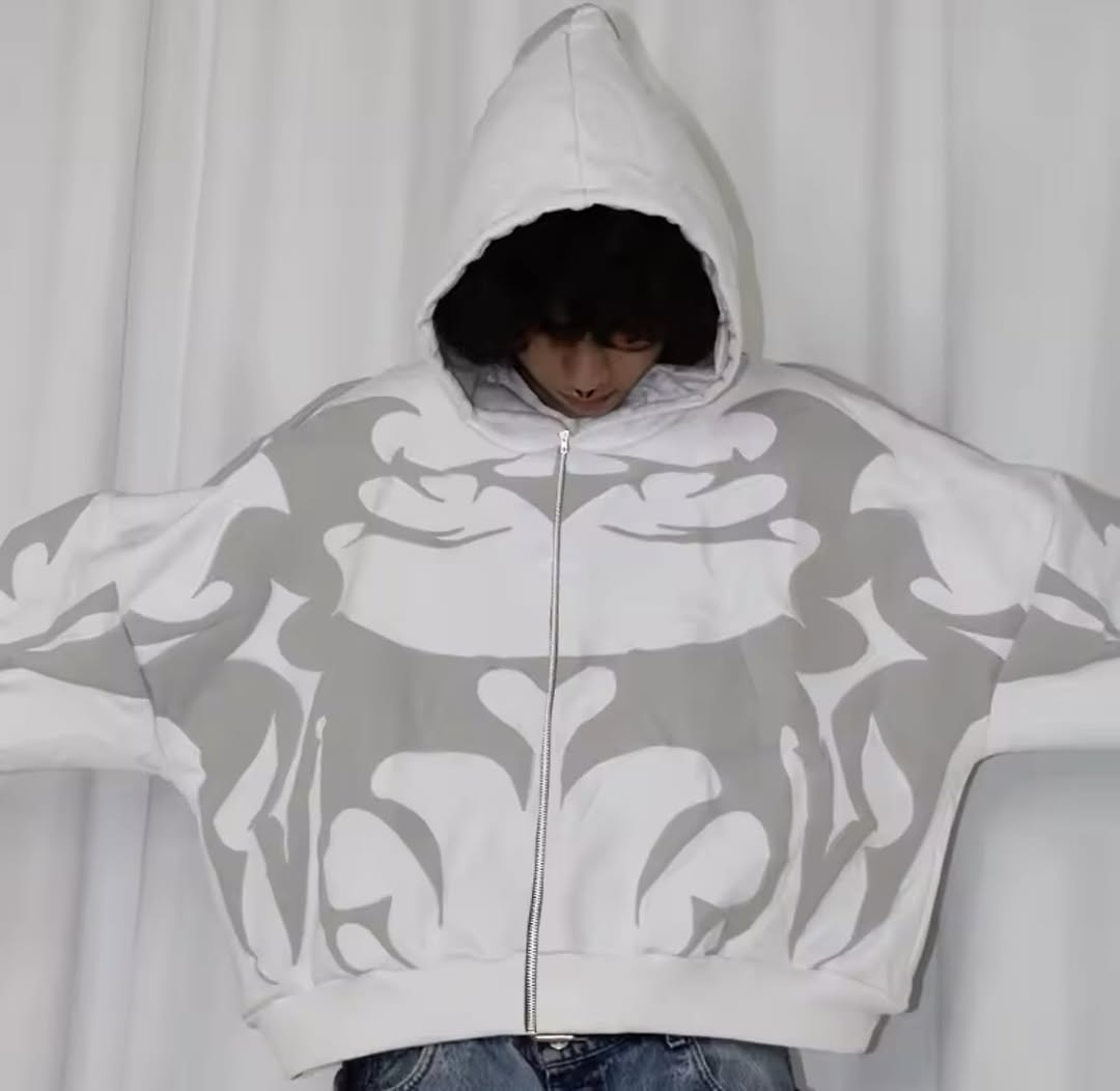 Depta Hoodie – Limited Edition Tribal Shadow Oversized Puff Print Hoodie | Unisex Streetwear White & Black