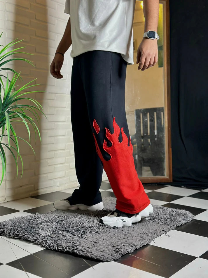 Red Flame Wide-Legged Cotton Pant – Thread Shade