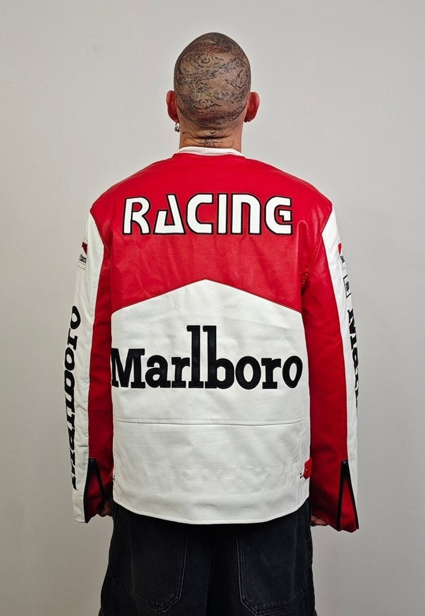 Marlboro Leather Jacket – Retro Racing Biker Style