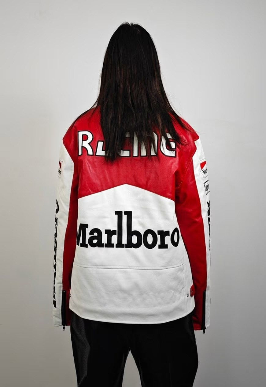 Marlboro Leather Jacket – Retro Racing Biker Style