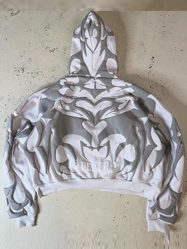 Depta Hoodie – Limited Edition Tribal Shadow Oversized Puff Print Hoodie | Unisex Streetwear White & Black