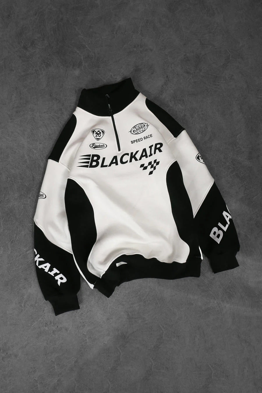 BLACKAIR SPEED RACE SWEATSHIRT – WHITE & BLACK