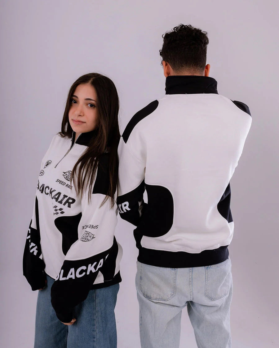 BLACKAIR SPEED RACE SWEATSHIRT – WHITE & BLACK