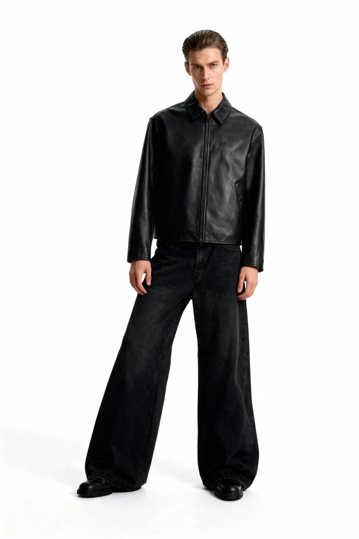 Black Leather Jacket for Men – Premium Streetwear Edition | ThreadShade