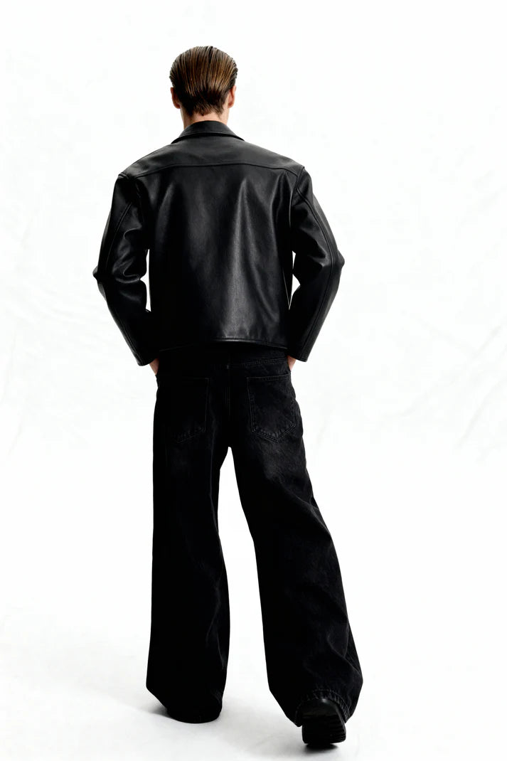 Black Leather Jacket for Men – Premium Streetwear Edition | ThreadShade