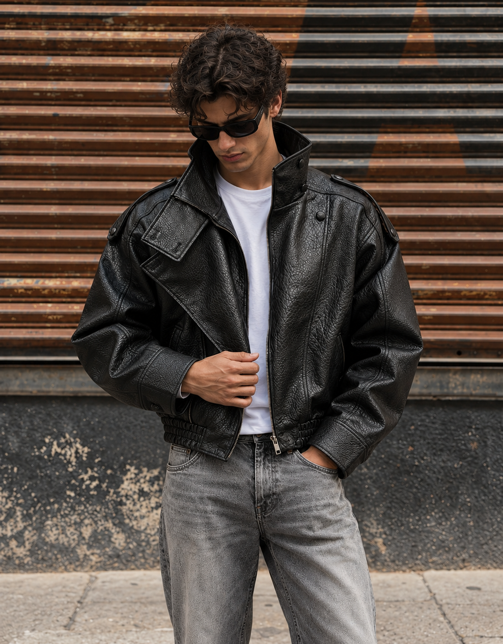 Boxy Faux Leather Jacket in Black – THREADSHADE