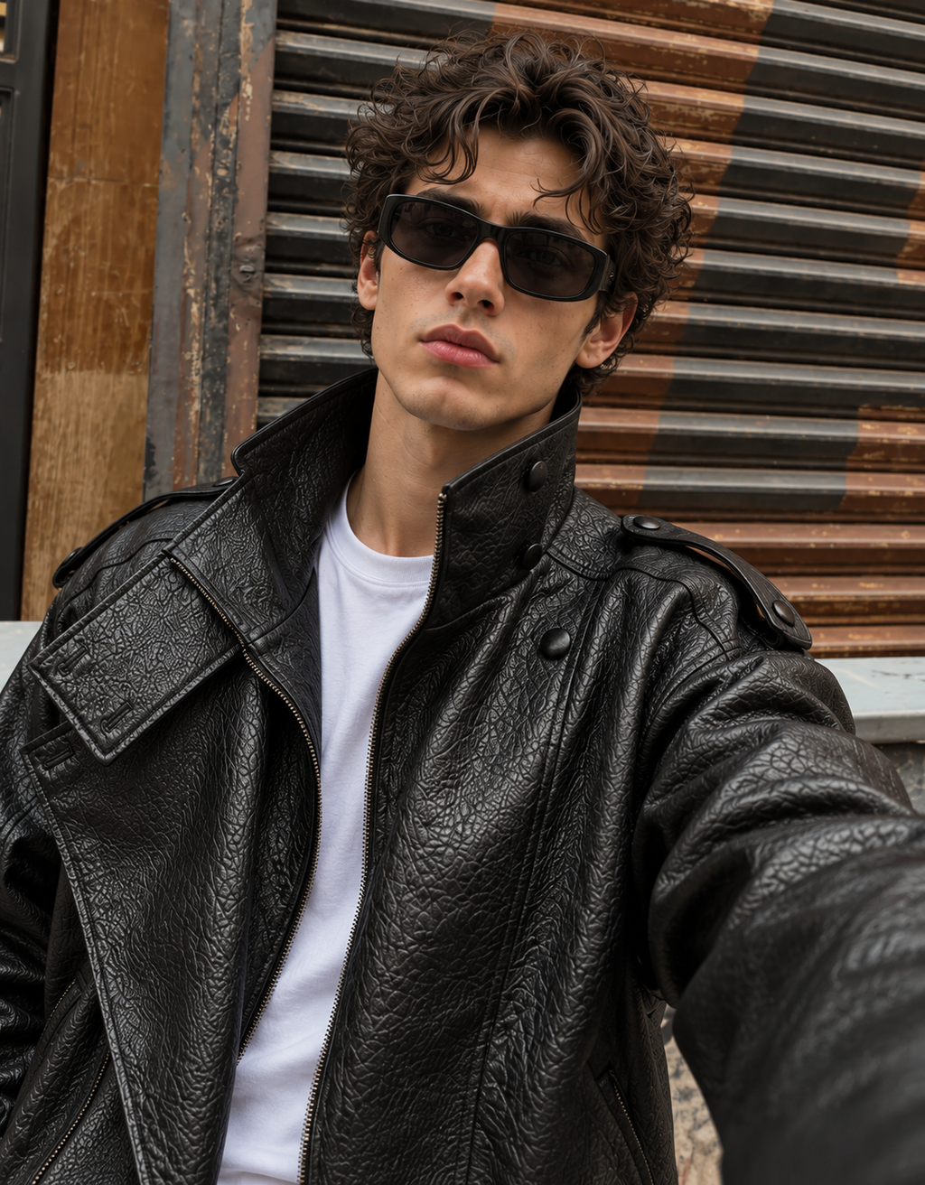 Boxy Faux Leather Jacket in Black – THREADSHADE