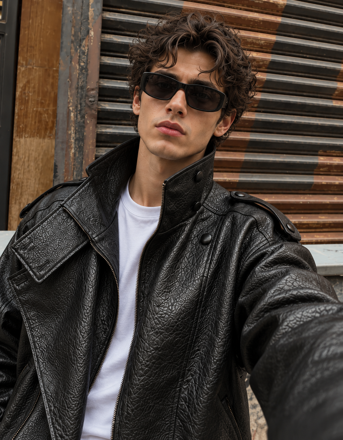 Boxy Faux Leather Jacket in Black – THREADSHADE