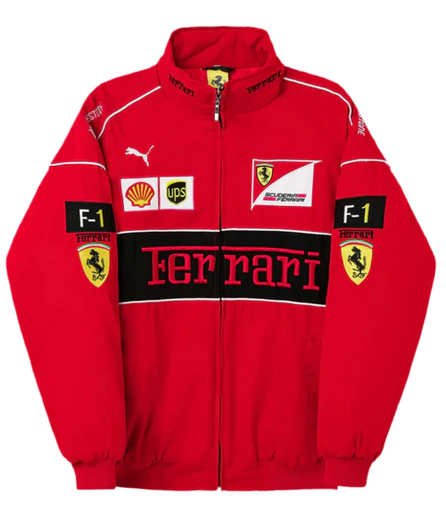 Ferrari F1 Vintage Racing Jacket – Red Embroidered Edition
