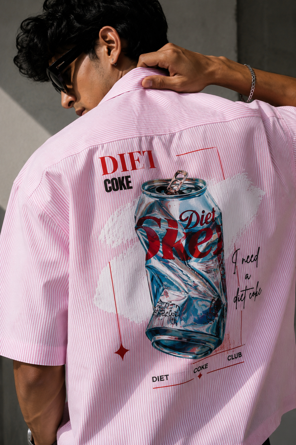 Diet Coke Graphic Oversized Shirt – Pink Striped | ThreadShade
