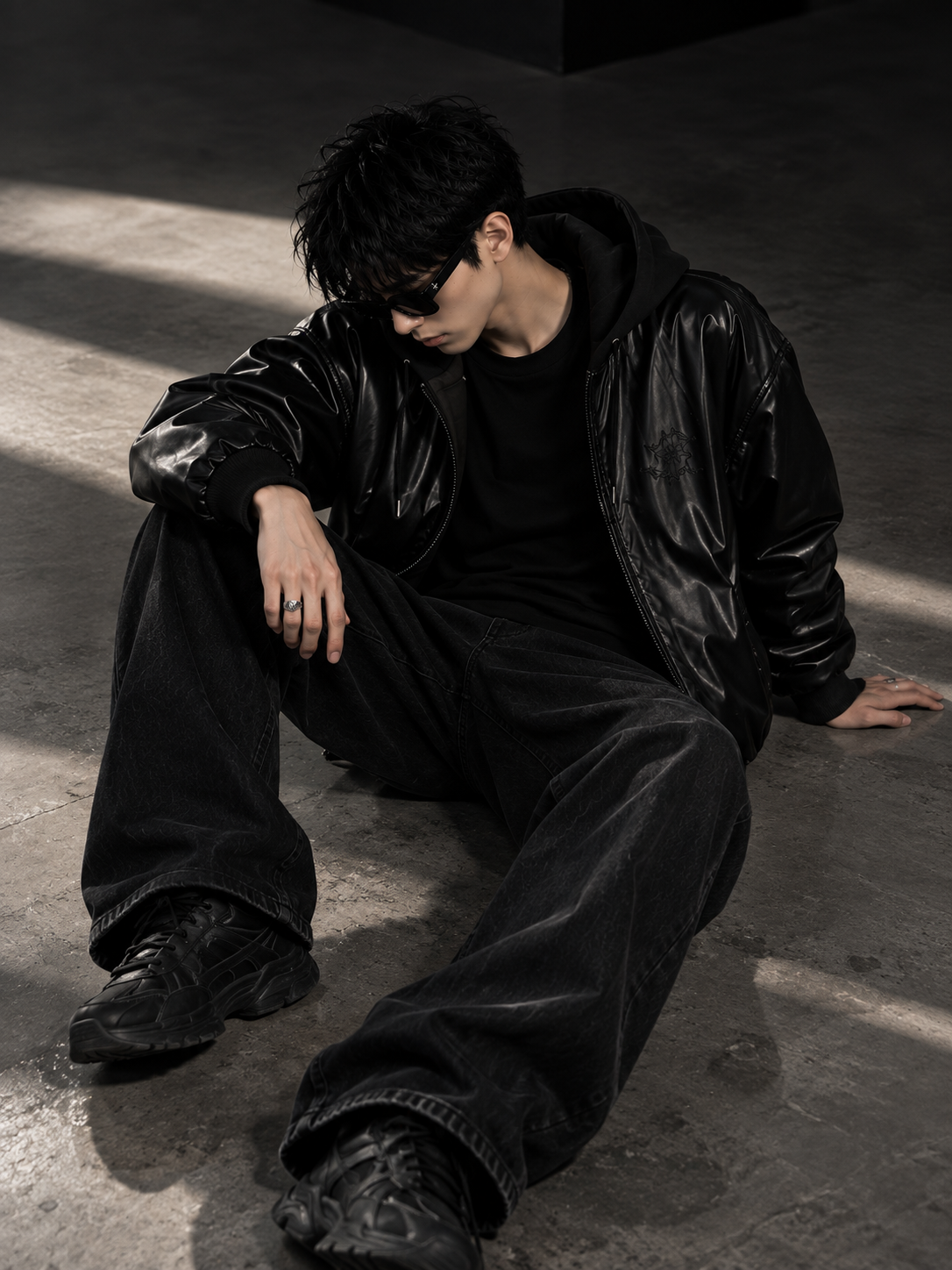 Unisex Premium Hooded Leather-Look Bomber Jacket