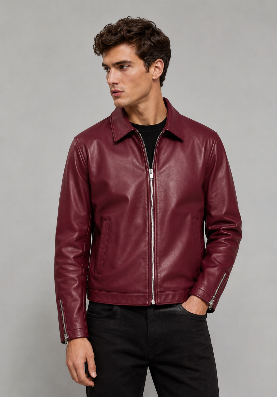 Vintage Wine Leather Jacket