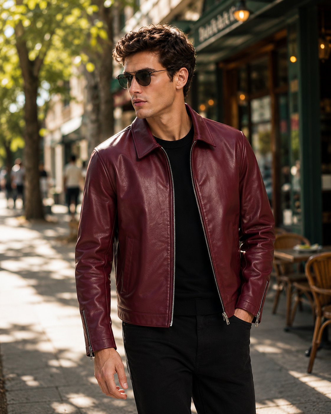 Vintage Wine Leather Jacket