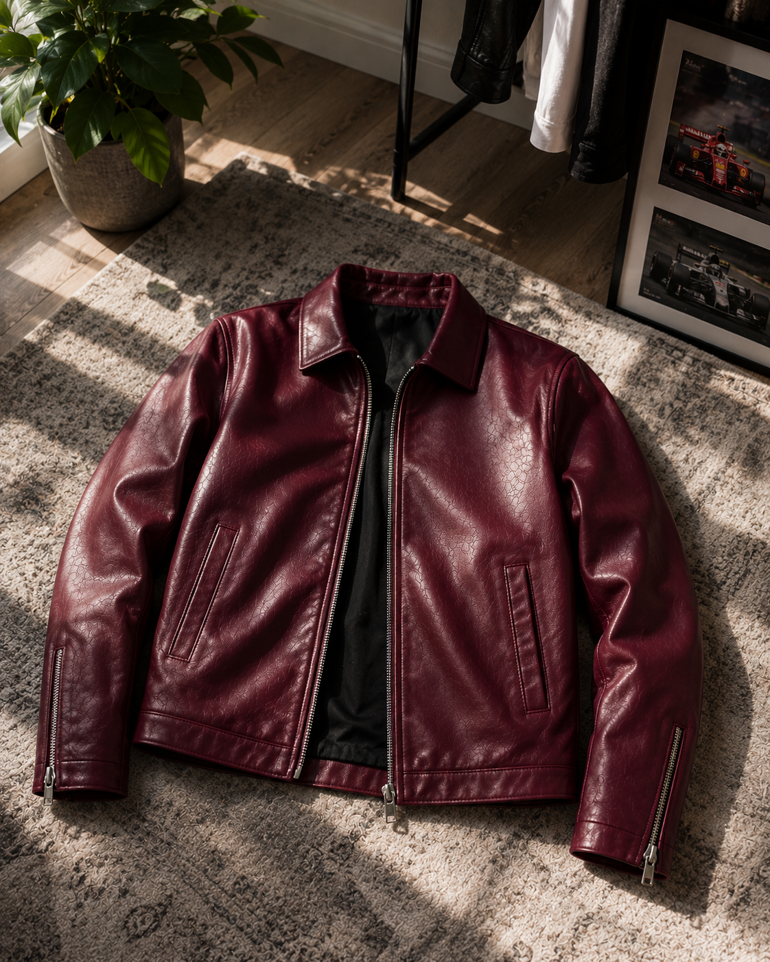 Vintage Wine Leather Jacket