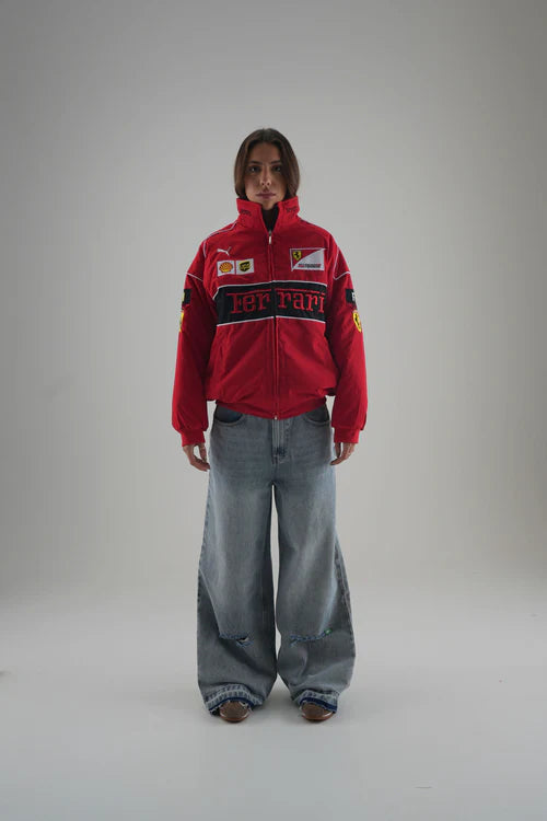Ferrari F1 Vintage Racing Jacket – Red Embroidered Edition