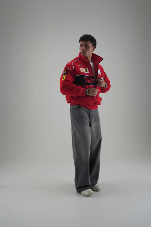 Ferrari F1 Vintage Racing Jacket – Red Embroidered Edition