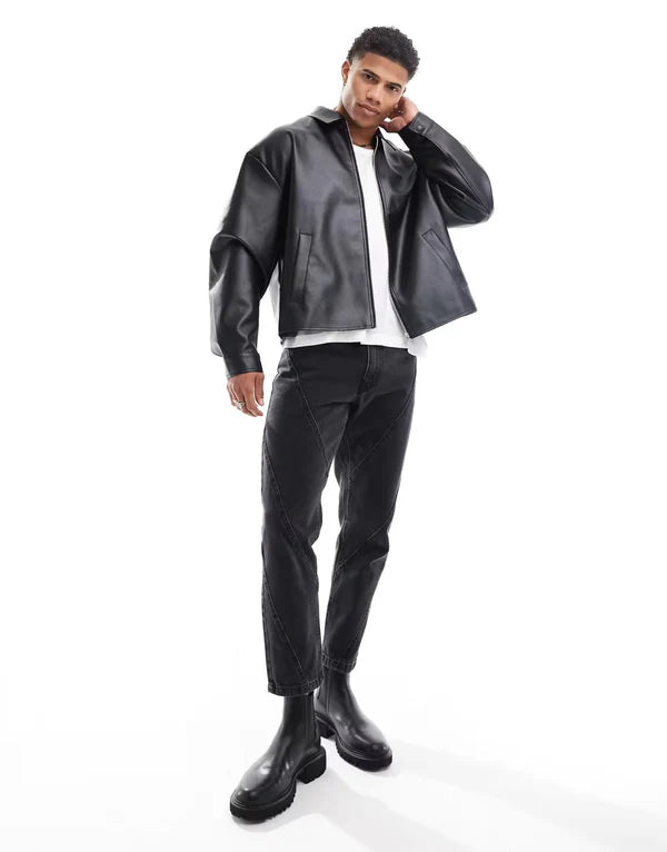 Black Leather Jacket for Men – Premium Streetwear Edition | ThreadShade