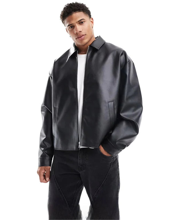 Black Leather Jacket for Men – Premium Streetwear Edition | ThreadShade