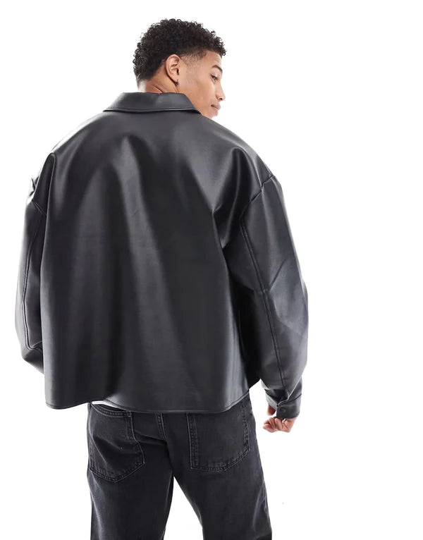 Black Leather Jacket for Men – Premium Streetwear Edition | ThreadShade