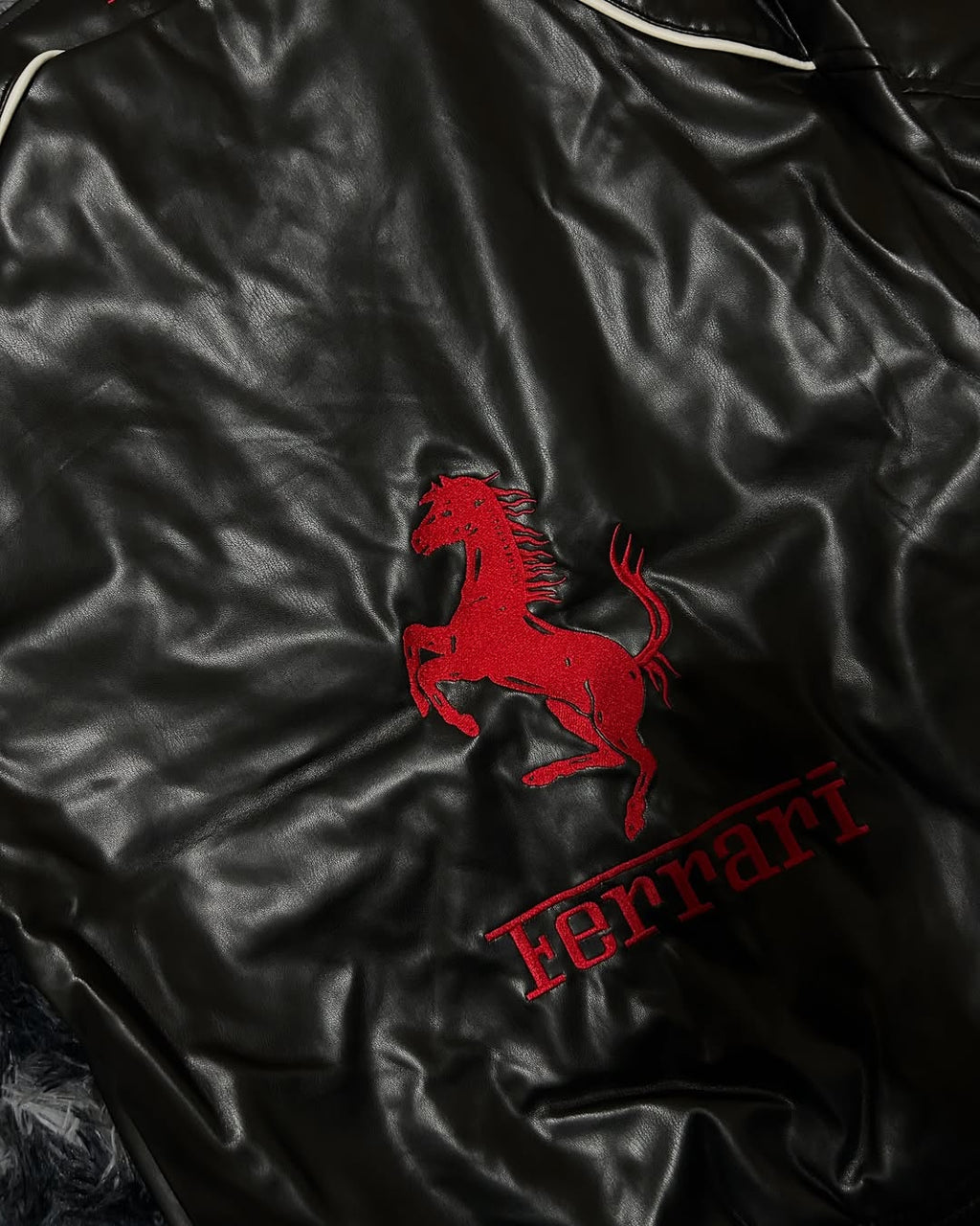 Ferrari F1 Leather Jacket Black | Scuderia Racing Style