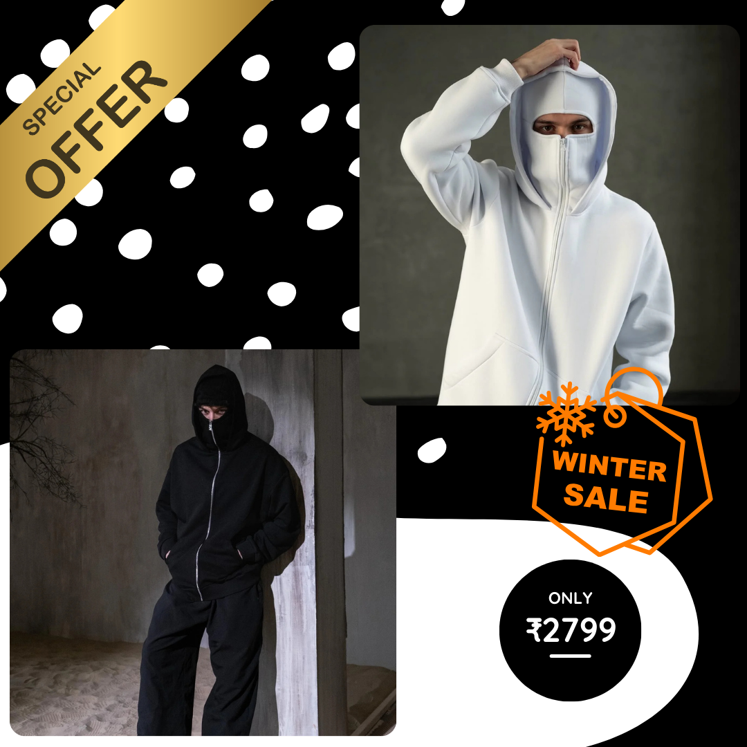 Threadshade Balaclava Layered Double-Zip Hoodie Combo – Black & White