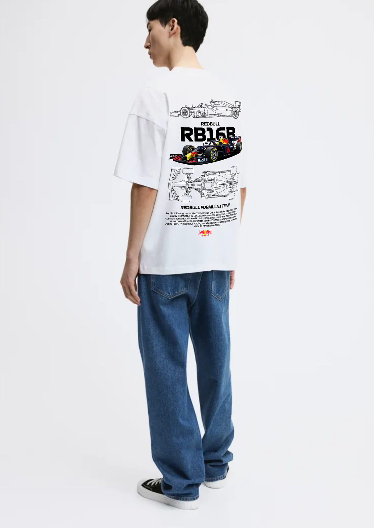 Red Bull Pattern T Red Bull Racing T-Shirt for Men | RB16B Blueprint Oversized Tee ...