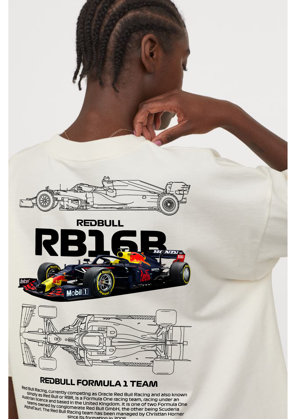 Red Bull Racing RB16B Blueprint Oversized T-Shirt for Men | Thread Shade F1 Merchandise India