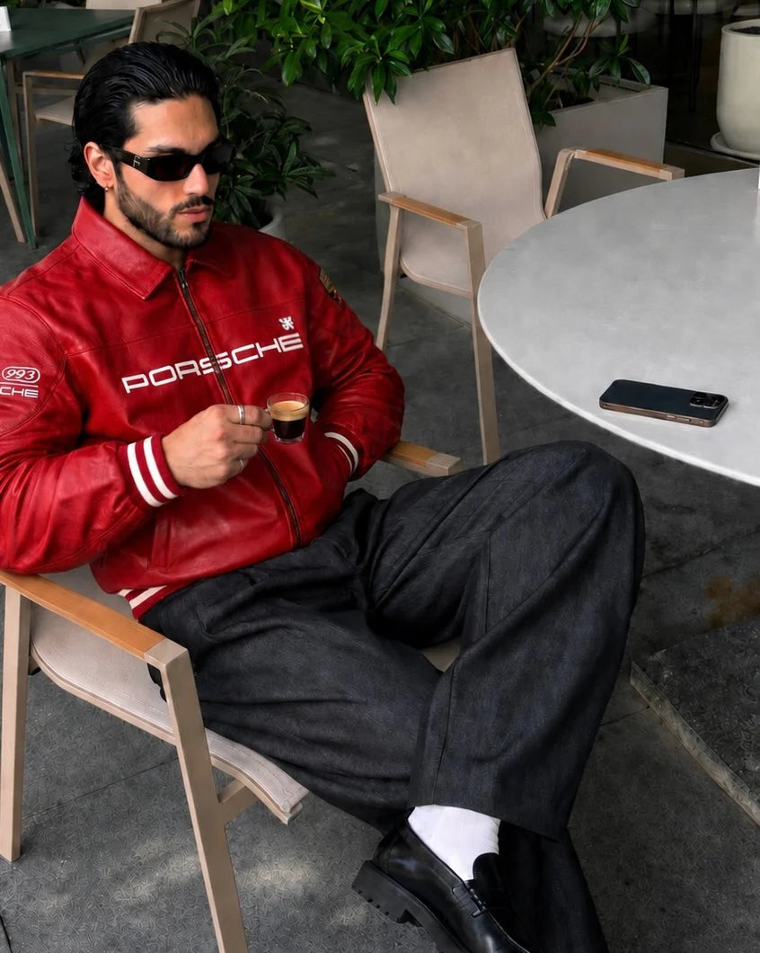 Red Porsche Leather Jacket - Vintage Racing Unisex