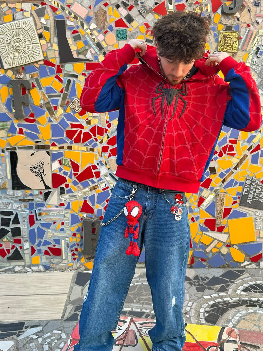 SPIDEY SOCIETY" OG RED ZIP-UP JACKET