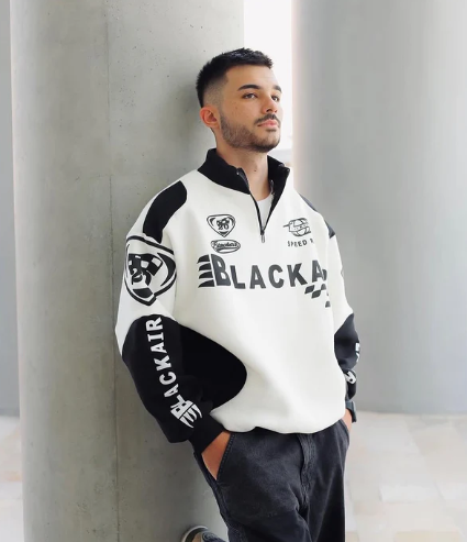 BLACKAIR SPEED RACE SWEATSHIRT – WHITE & BLACK