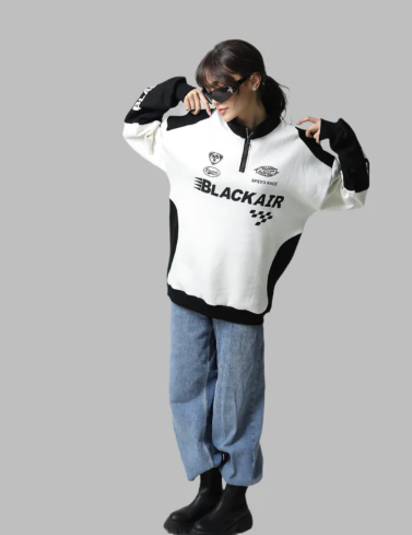 BLACKAIR SPEED RACE SWEATSHIRT – WHITE & BLACK