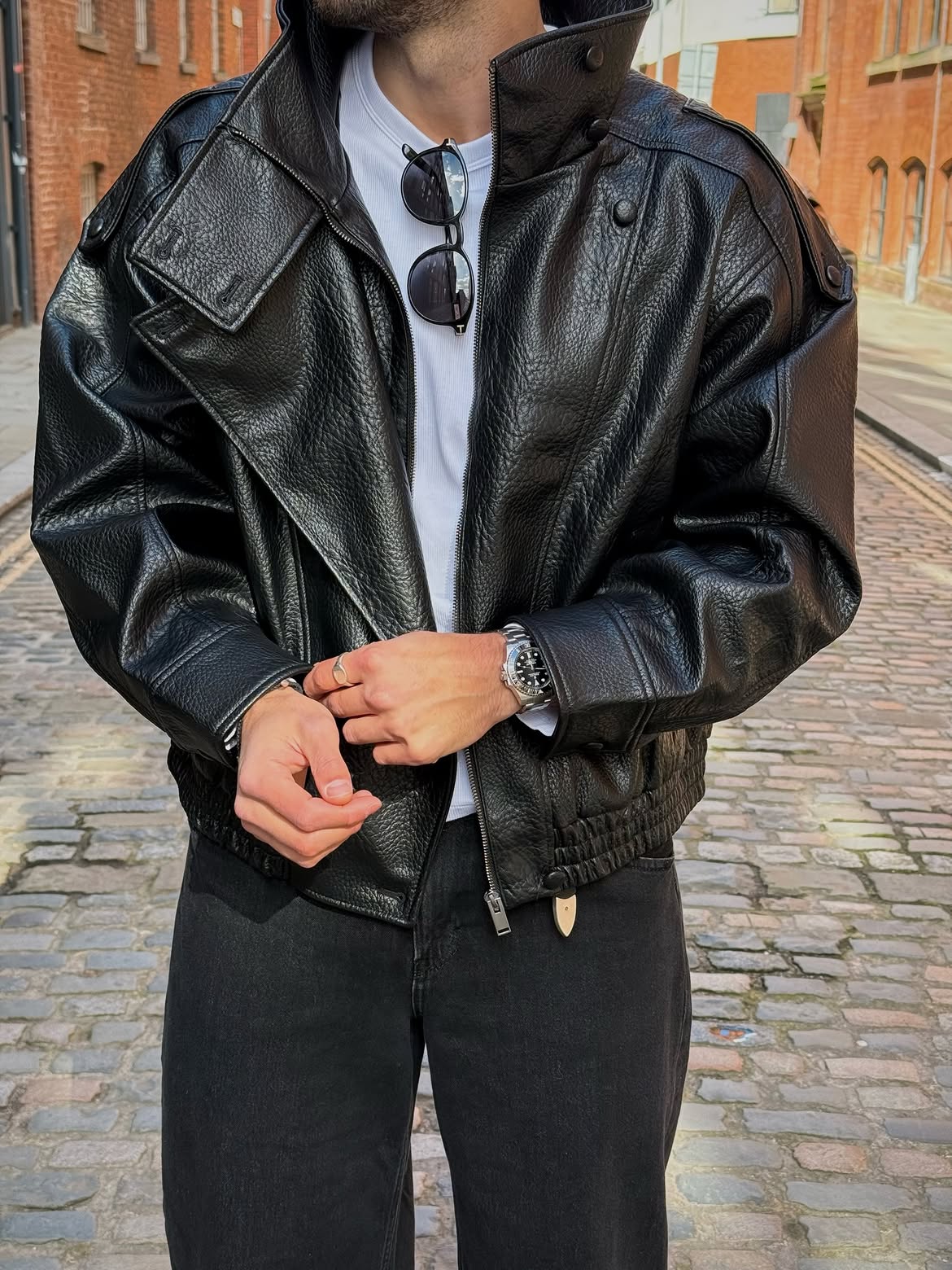Boxy Faux Leather Jacket in Black – THREADSHADE
