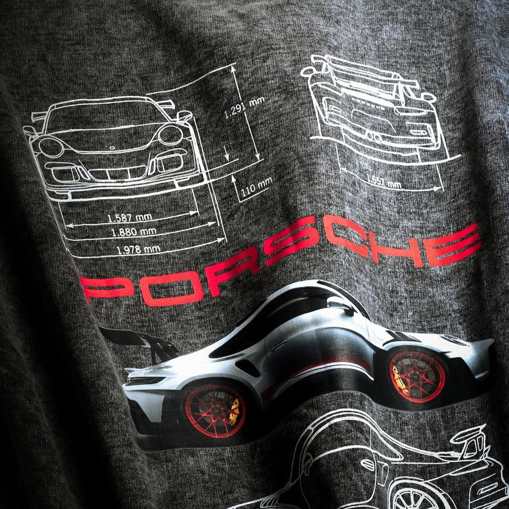 OVERSIZED PORSCHE 911 ACID WASH T-SHIRT | THREADSAHDE