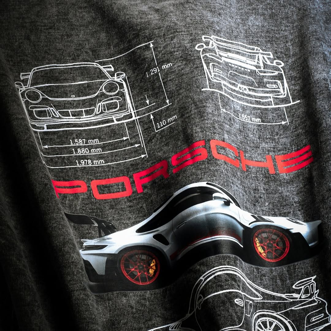 OVERSIZED PORSCHE 911 ACID WASH T-SHIRT | THREADSAHDE
