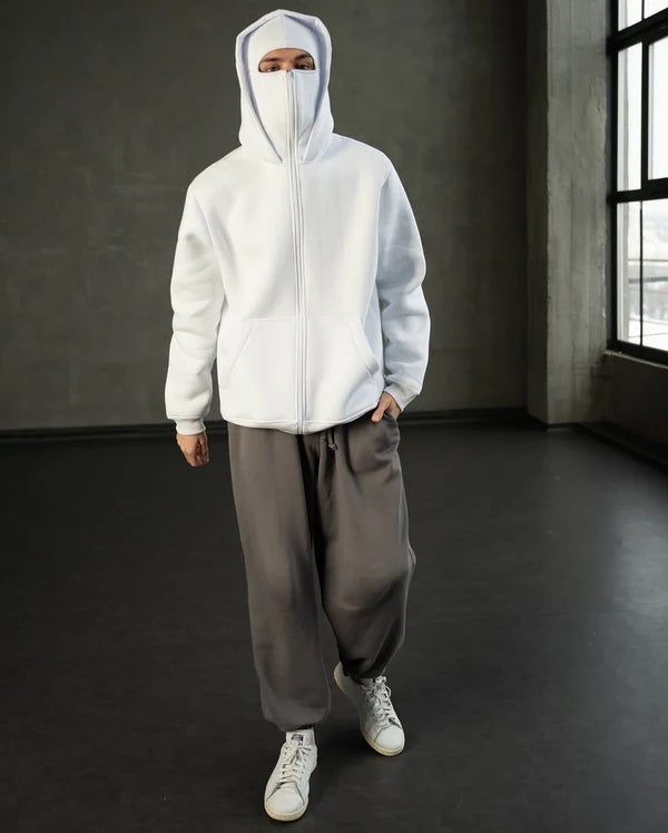 Threadshade Balaclava Layered Double-Zip Hoodie Combo – Black & White