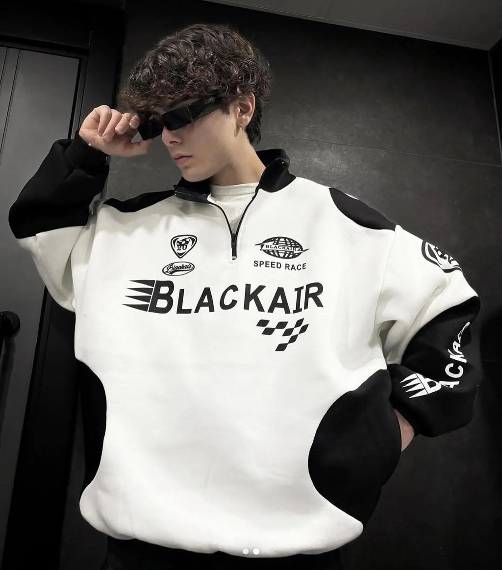 BLACKAIR SPEED RACE SWEATSHIRT – WHITE & BLACK