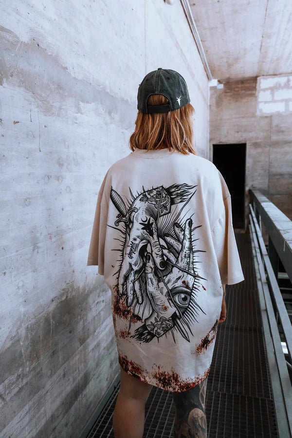 Think Twice - Oversized T-Shirt (rusty bleach) 240GSM