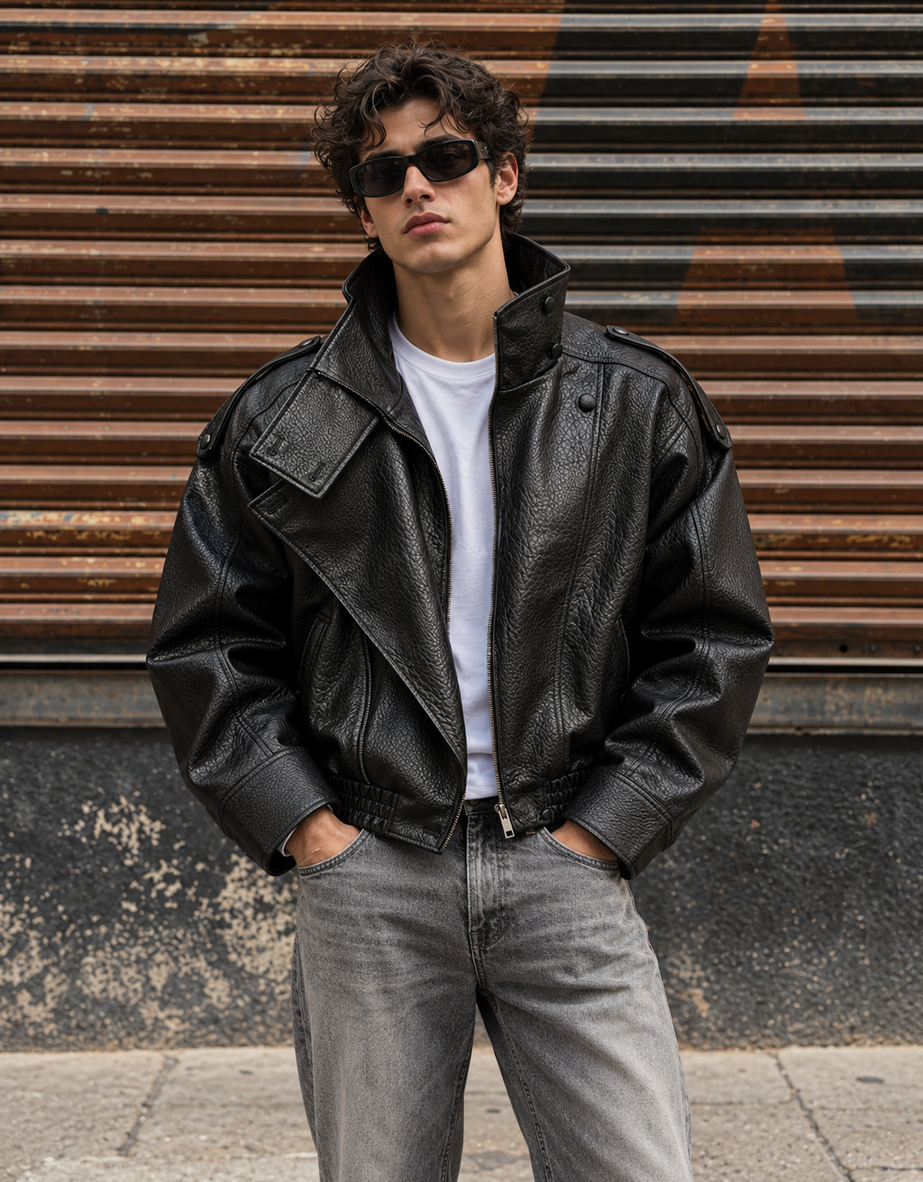 Boxy Faux Leather Jacket in Black – THREADSHADE