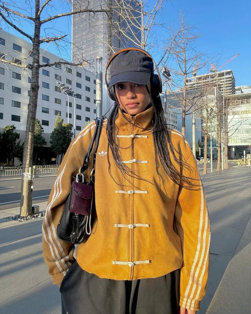 Yellow retro athletic track jacket Adidas Originals