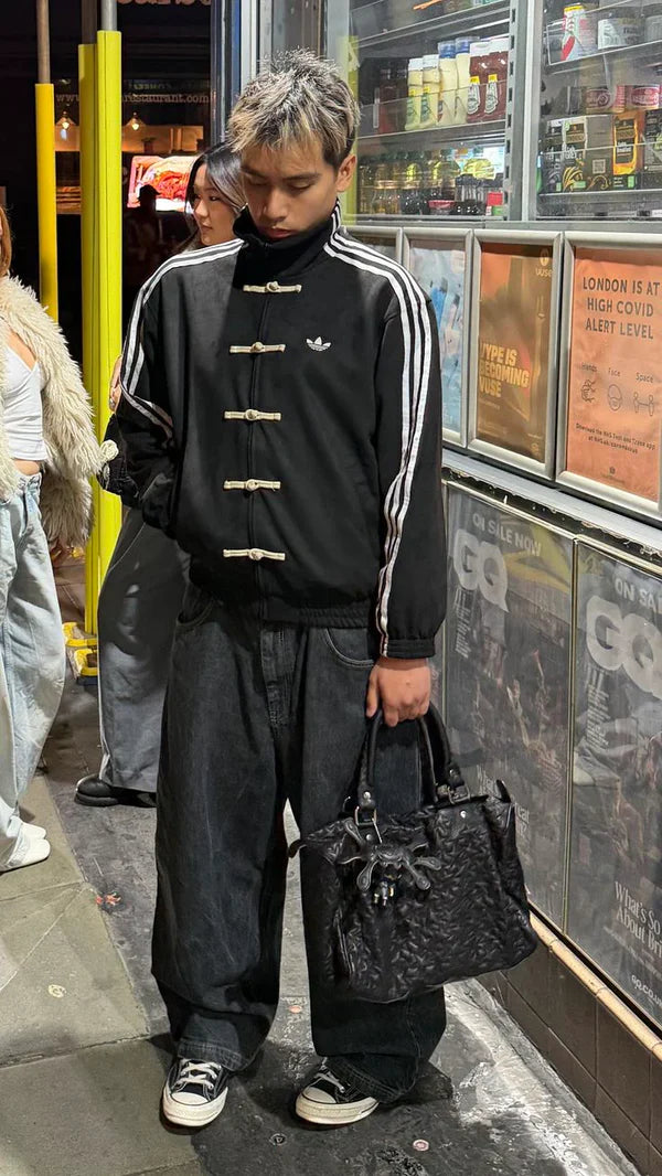 Premium black Chinese track top jacket for everyday wear