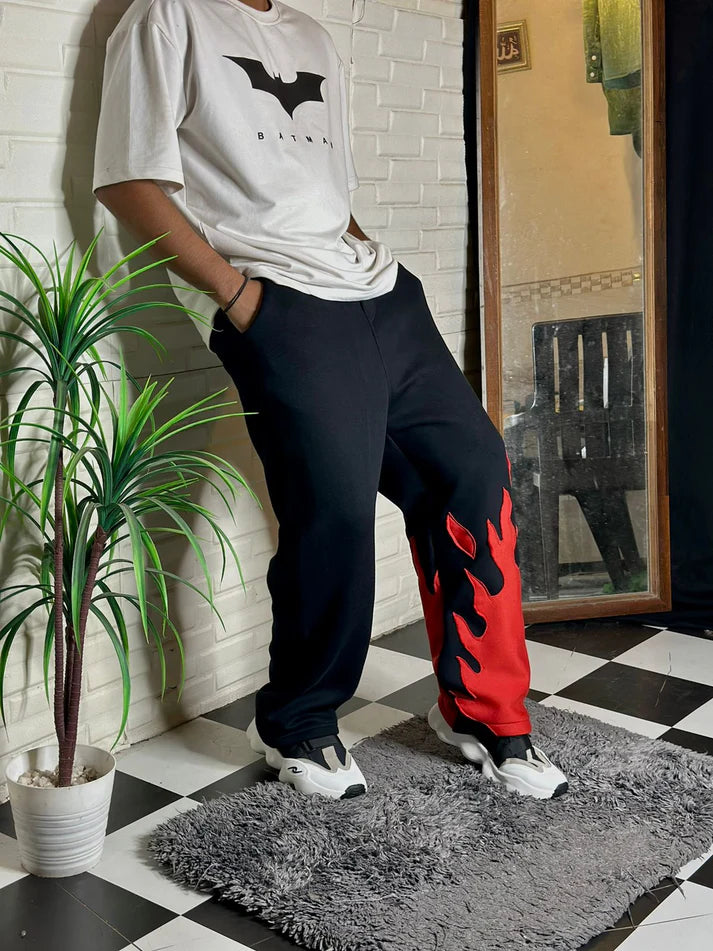 Red Flame Wide-Legged Cotton Pant – Thread Shade