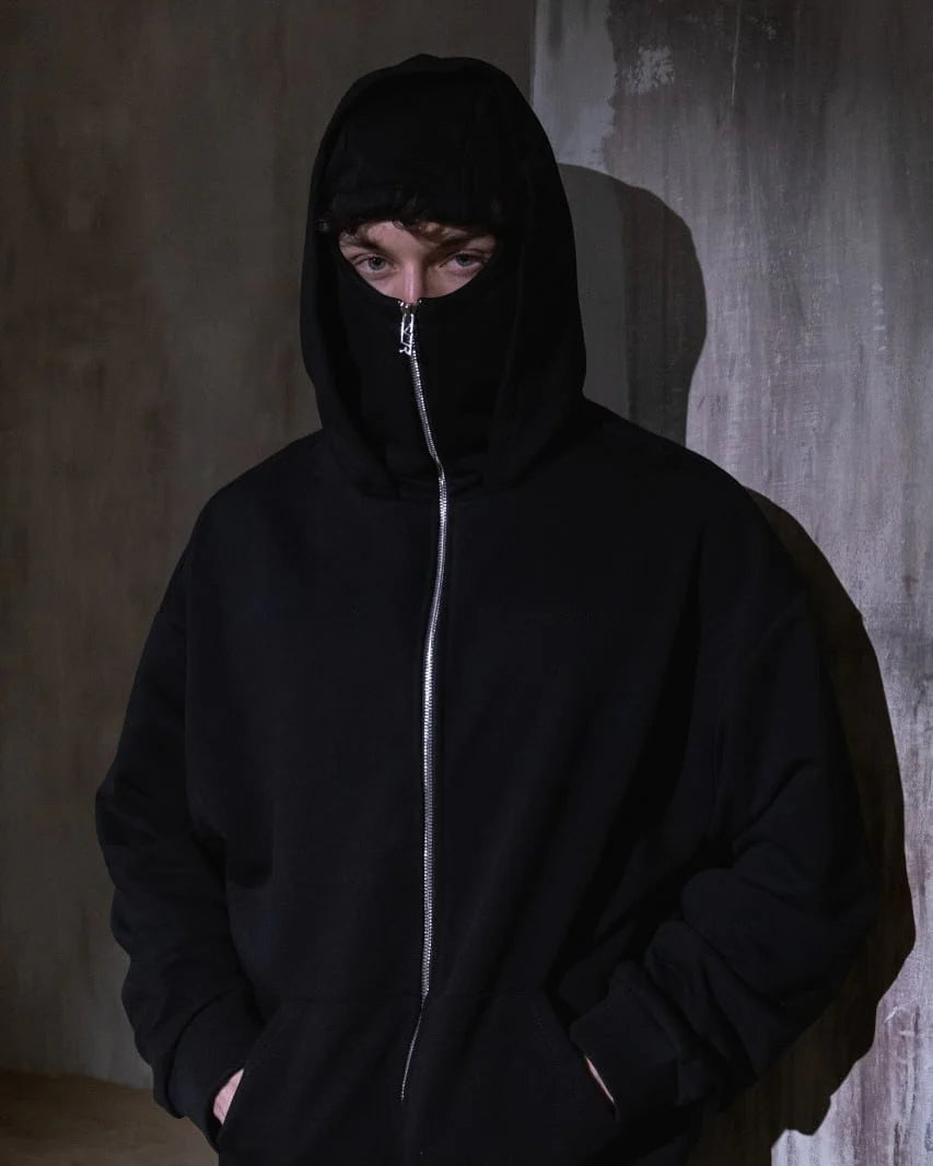 Threadshade Balaclava Layered Double-Zip Hoodie Combo – Black & White